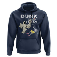 Halloween Dunk Or Treat Hoodie Funny Skeleton And Ghost Playing Basketball - Wonder Print Shop