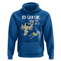 Halloween Dunk Or Treat Hoodie Funny Skeleton And Ghost Playing Basketball - Wonder Print Shop