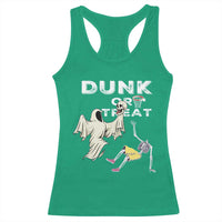 Halloween Dunk Or Treat Racerback Tank Top Funny Skeleton And Ghost Playing Basketball - Wonder Print Shop