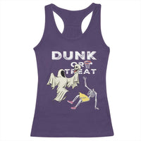 Halloween Dunk Or Treat Racerback Tank Top Funny Skeleton And Ghost Playing Basketball - Wonder Print Shop