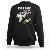 Halloween Dunk Or Treat Sweatshirt Funny Skeleton And Ghost Playing Basketball - Wonder Print Shop