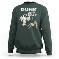 Halloween Dunk Or Treat Sweatshirt Funny Skeleton And Ghost Playing Basketball - Wonder Print Shop