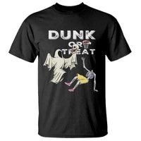 Halloween Dunk Or Treat T Shirt Funny Skeleton And Ghost Playing Basketball - Wonder Print Shop