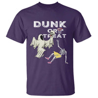 Halloween Dunk Or Treat T Shirt Funny Skeleton And Ghost Playing Basketball - Wonder Print Shop