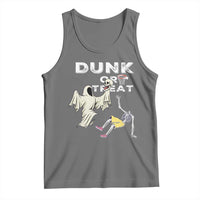 Halloween Dunk Or Treat Tank Top Funny Skeleton And Ghost Playing Basketball - Wonder Print Shop