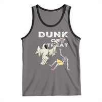 Halloween Dunk Or Treat Tank Top Funny Skeleton And Ghost Playing Basketball - Wonder Print Shop