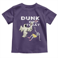 Halloween Dunk Or Treat Toddler T Shirt Funny Skeleton And Ghost Playing Basketball - Wonder Print Shop