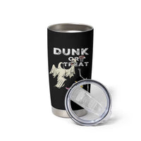 Halloween Dunk Or Treat Tumbler Cup Funny Skeleton And Ghost Playing Basketball