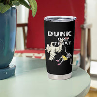 Halloween Dunk Or Treat Tumbler Cup Funny Skeleton And Ghost Playing Basketball