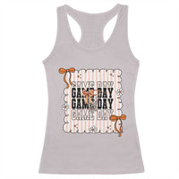 Basketball Game Day Racerback Tank Top Retro Coquette Bow Gift For Sport Lovers - Wonder Print Shop