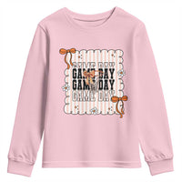 Basketball Game Day Youth Sweatshirt Retro Coquette Bow Gift For Sport Lovers - Wonder Print Shop