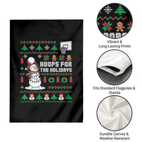 Funny Christmas Basketball Snowmen Garden Flag Hoops For The Holidays Ugly Sweater - Wonder Print Shop