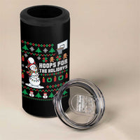 Funny Christmas Basketball Snowmen 4 in 1 Can Cooler Tumbler Hoops For The Holidays Ugly Sweater