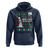Funny Christmas Basketball Snowmen Hoodie Hoops For The Holidays Ugly Sweater - Wonder Print Shop