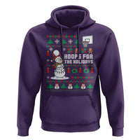 Funny Christmas Basketball Snowmen Hoodie Hoops For The Holidays Ugly Sweater - Wonder Print Shop