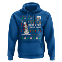 Funny Christmas Basketball Snowmen Hoodie Hoops For The Holidays Ugly Sweater - Wonder Print Shop