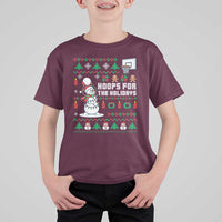 Funny Christmas Basketball Snowmen T Shirt For Kid Hoops For The Holidays Ugly Sweater - Wonder Print Shop