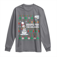 Funny Christmas Basketball Snowmen Long Sleeve Shirt Hoops For The Holidays Ugly Sweater - Wonder Print Shop