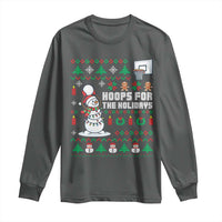 Funny Christmas Basketball Snowmen Long Sleeve Shirt Hoops For The Holidays Ugly Sweater - Wonder Print Shop
