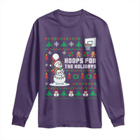 Funny Christmas Basketball Snowmen Long Sleeve Shirt Hoops For The Holidays Ugly Sweater - Wonder Print Shop