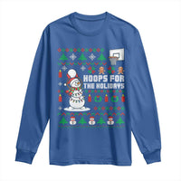 Funny Christmas Basketball Snowmen Long Sleeve Shirt Hoops For The Holidays Ugly Sweater - Wonder Print Shop