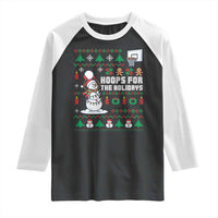 Funny Christmas Basketball Snowmen Raglan Shirt Hoops For The Holidays Ugly Sweater - Wonder Print Shop