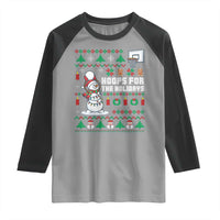 Funny Christmas Basketball Snowmen Raglan Shirt Hoops For The Holidays Ugly Sweater - Wonder Print Shop