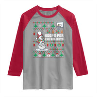 Funny Christmas Basketball Snowmen Raglan Shirt Hoops For The Holidays Ugly Sweater - Wonder Print Shop