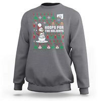 Funny Christmas Basketball Snowmen Sweatshirt Hoops For The Holidays Ugly Sweater - Wonder Print Shop