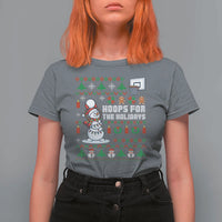 Funny Christmas Basketball Snowmen T Shirt For Women Hoops For The Holidays Ugly Sweater - Wonder Print Shop