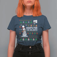 Funny Christmas Basketball Snowmen T Shirt For Women Hoops For The Holidays Ugly Sweater - Wonder Print Shop