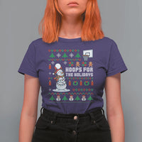 Funny Christmas Basketball Snowmen T Shirt For Women Hoops For The Holidays Ugly Sweater - Wonder Print Shop