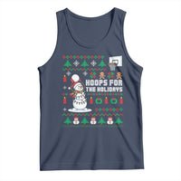 Funny Christmas Basketball Snowmen Tank Top Hoops For The Holidays Ugly Sweater - Wonder Print Shop