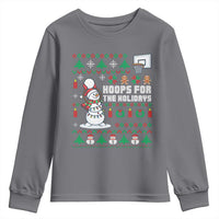 Funny Christmas Basketball Snowmen Youth Sweatshirt Hoops For The Holidays Ugly Sweater - Wonder Print Shop
