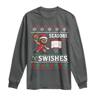 Seasons Swishes Long Sleeve Shirt Funny Gingerbread Basketball Christmas Gift - Wonder Print Shop
