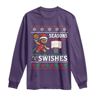 Seasons Swishes Long Sleeve Shirt Funny Gingerbread Basketball Christmas Gift - Wonder Print Shop