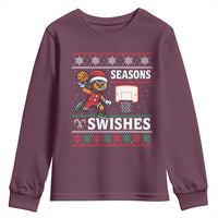 Seasons Swishes Youth Sweatshirt Funny Gingerbread Basketball Christmas Gift - Wonder Print Shop