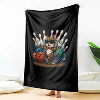 Funny Bowler Gift Throw Blanket Bowling Cat With Sunglasses - Wonder Print Shop
