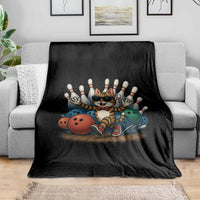 Funny Bowler Gift Throw Blanket Bowling Cat With Sunglasses - Wonder Print Shop