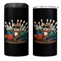 Funny Bowler Gift 4 in 1 Can Cooler Tumbler Bowling Cat With Sunglasses - Wonder Print Shop
