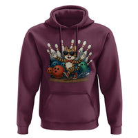 Funny Bowler Gift Hoodie Bowling Cat With Sunglasses - Wonder Print Shop