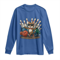 Funny Bowler Gift Long Sleeve Shirt Bowling Cat With Sunglasses - Wonder Print Shop