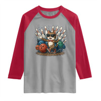 Funny Bowler Gift Raglan Shirt Bowling Cat With Sunglasses - Wonder Print Shop