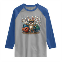 Funny Bowler Gift Raglan Shirt Bowling Cat With Sunglasses - Wonder Print Shop