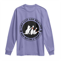 I Like Cats And Bowling And Maybe 3 People Long Sleeve Shirt Funny Cat Lovers - Wonder Print Shop