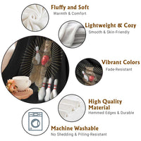 Funny Cat Bowling Meme Throw Blanket Gift For Bowlers - Wonder Print Shop