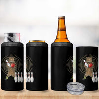 Funny Cat Bowling Meme 4 in 1 Can Cooler Tumbler Gift For Bowlers - Wonder Print Shop