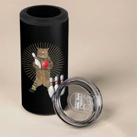 Funny Cat Bowling Meme 4 in 1 Can Cooler Tumbler Gift For Bowlers - Wonder Print Shop