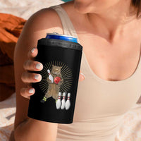 Funny Cat Bowling Meme 4 in 1 Can Cooler Tumbler Gift For Bowlers - Wonder Print Shop