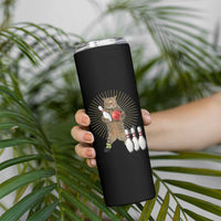 Funny Cat Bowling Meme Skinny Tumbler Gift For Bowlers - Wonder Print Shop